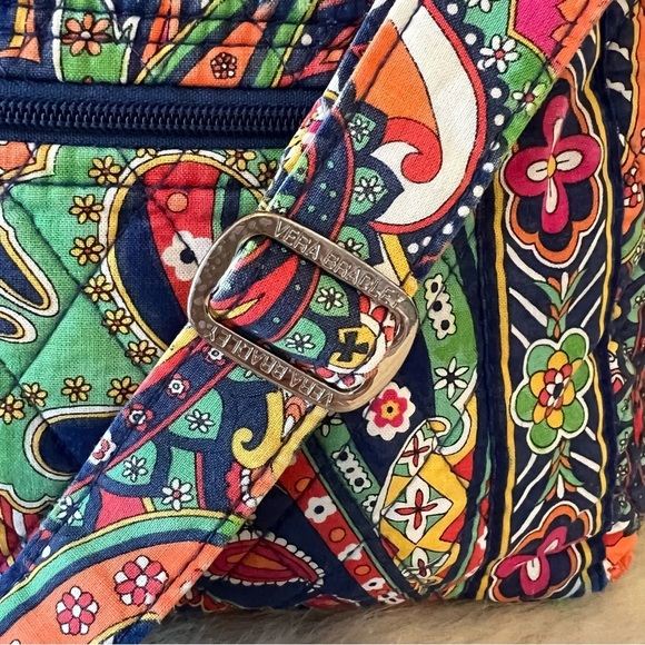 VERA BRADLEY Venetian Paisley 2013 Zip Hipster Crossbody Navy Red Yellow Orange - Picture 3 of 17